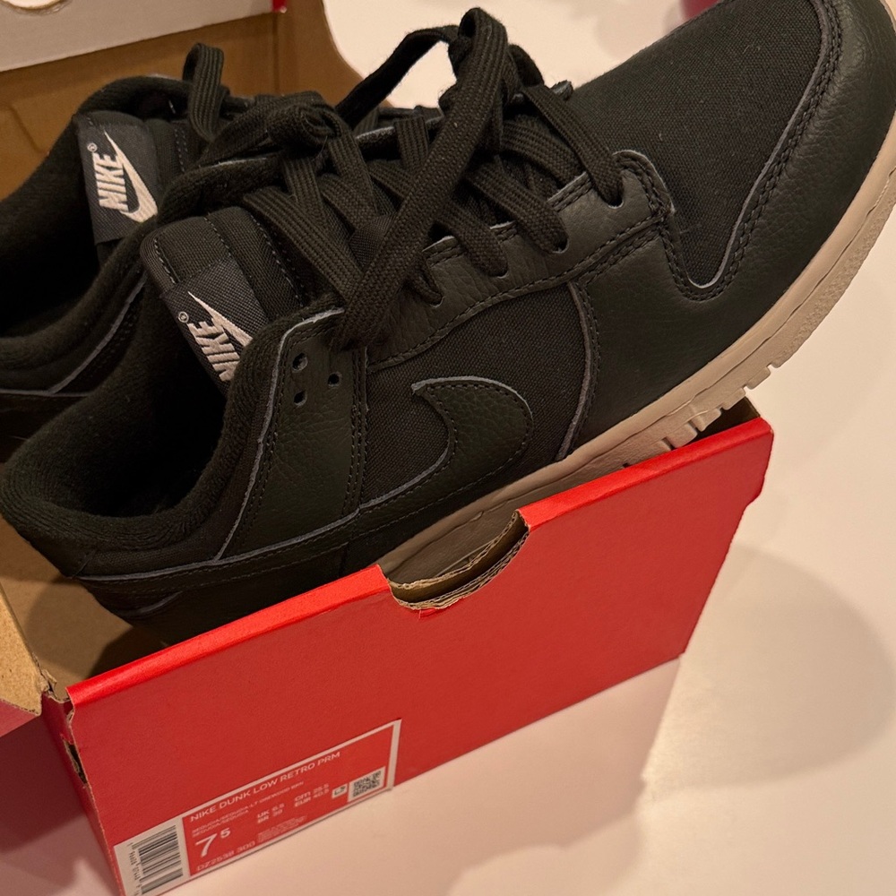 Dunk Low Retro PRM NBHD Leather-Trimmed Canvas Sneakers- New in box